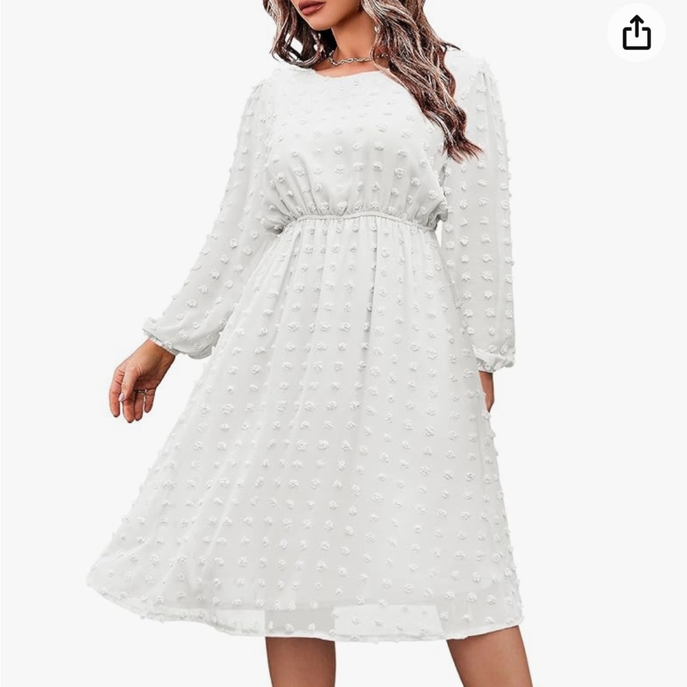 NWT SIZE 24 IN'VOLAND Swiss Dot Long Sleeve Chiffon Dress A Line Dresses